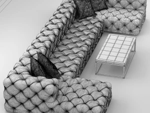 restoration hardware soho tufted 3D Model