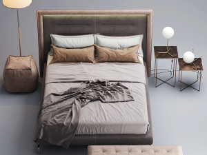 novaluna queen fabric bed 3D 모델
