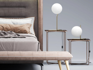 novaluna queen fabric bed 3D 모델