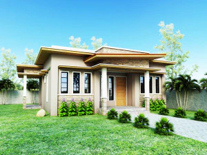 parterowy bungalow z modelem 3D Model 3D