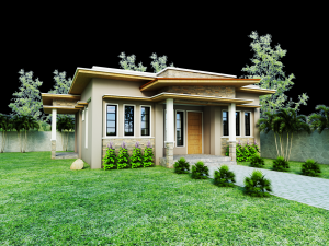 one storey bungalow with 3d model 3D Model