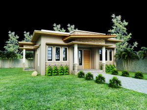 one storey bungalow with 3d model 3D Model