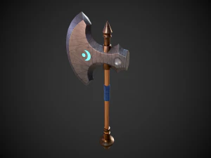 stylized fantasy axe low-poly 3D Model