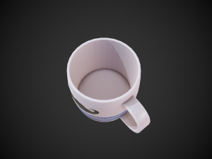 stylized cup with moustache and stripes 3D 模型