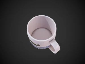 stylized cup with moustache and stripes 3D Model