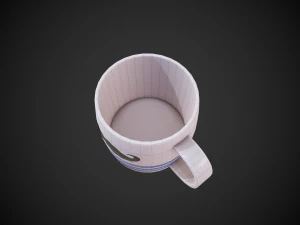 stylized cup with moustache and stripes 3D Model