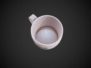 stylized cup with moustache and stripes 3D Model