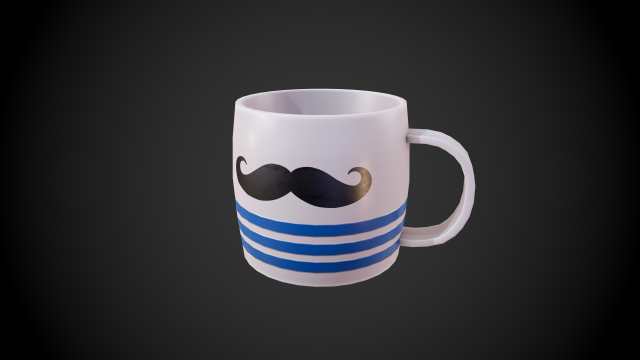stylized cup with moustache and stripes 3D 模型 .c4d .max .obj .3ds .fbx .stl .blend 