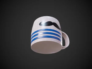 stylized cup with moustache and stripes 3D Model