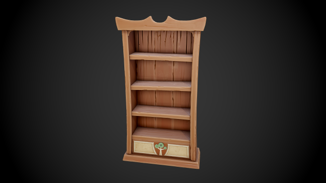 stylized wooden bookshelf 3D Модель .c4d .max .obj .3ds .fbx .stl .blend