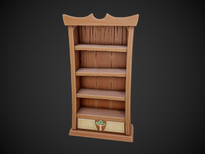 stylized wooden bookshelf 3D Model