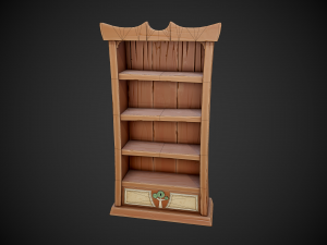 stylized wooden bookshelf 3D Модель