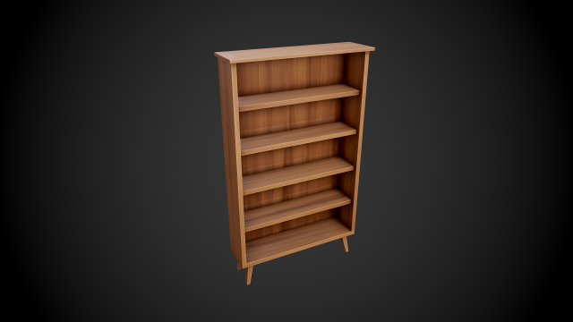 stylized wooden bookshelf Modelo 3D .c4d .max .obj .3ds .fbx .stl .blend 
