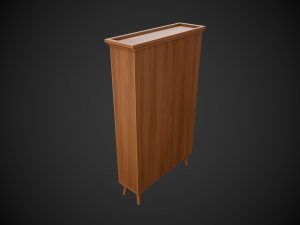stylized wooden cupboard with glass doors low-poly Model 3D