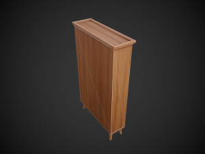 stylized wooden cupboard with glass doors low-poly Model 3D