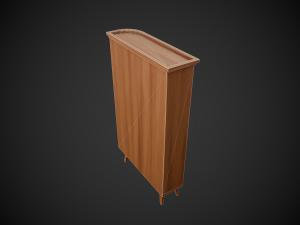 stylized wooden cupboard with glass doors and shelfs Model 3D