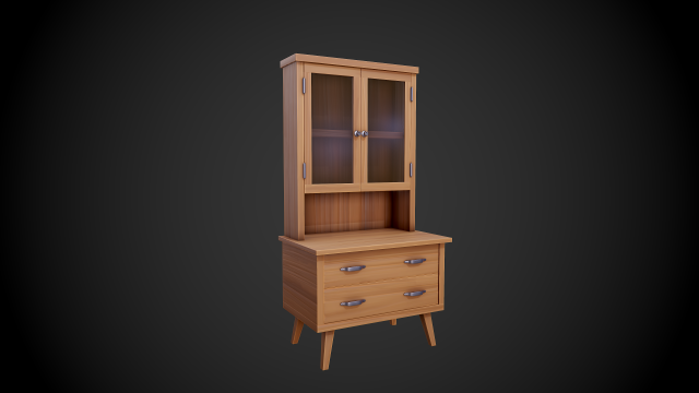 stylized wooden cupboard Modèle 3D .c4d .max .obj .3ds .fbx .stl .blend 