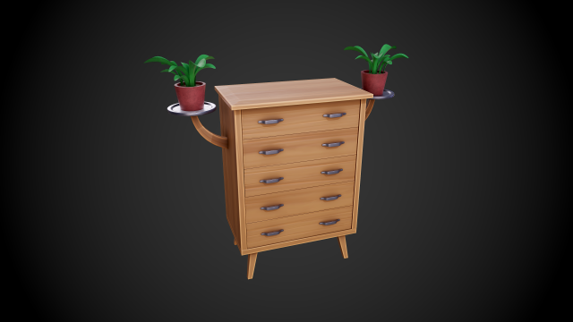 stylized wooden drawer 3D 模型 .c4d .max .obj .3ds .fbx .stl .blend