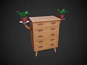 stylized wooden drawer 3D Model