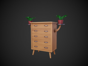 stylized wooden drawer 3D 模型