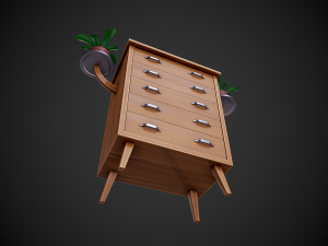 stylized wooden drawer 3D 模型