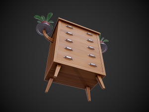 stylized wooden drawer 3D 模型