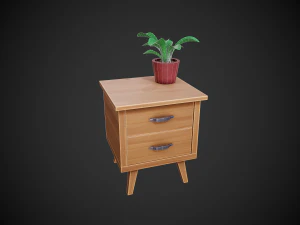 stylized wooden nightstand 3D Model