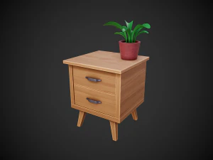 stylized wooden nightstand 3D Model