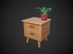 stylized wooden nightstand 3D Model