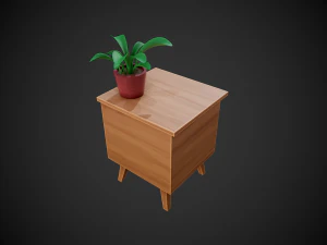 stylized wooden nightstand 3D Model