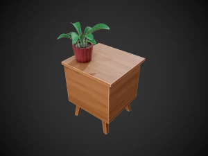 stylized wooden nightstand 3D Model