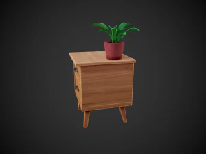 stylized wooden nightstand 3D Model