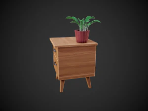 stylized wooden nightstand 3D Model