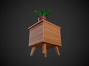 stylized wooden nightstand 3D Model