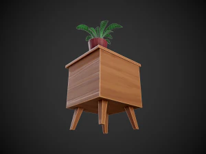 stylized wooden nightstand 3D Model