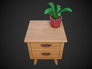 stylized wooden nightstand 3D Model