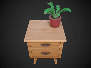 stylized wooden nightstand 3D Model