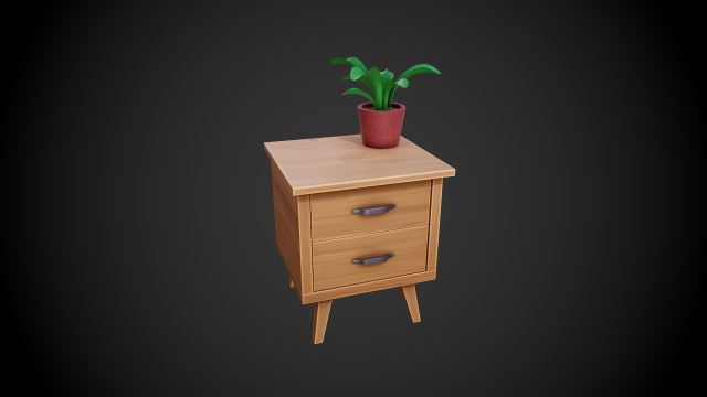 stylized wooden nightstand 3D Модель .c4d .max .obj .3ds .fbx .stl .blend