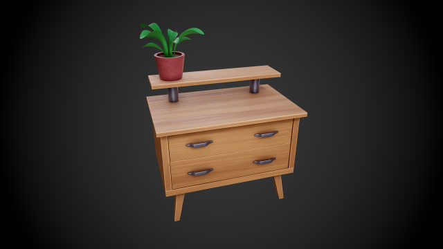 stylized wooden small drawer 3D Модель .c4d .max .obj .3ds .fbx .stl .blend 
