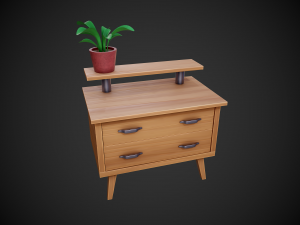 stylized wooden small drawer 3D Model