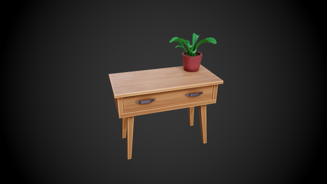 stylized wooden small table 3D मॉडल .c4d .max .obj .3ds .fbx .stl .blend
