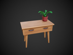 stylized wooden small table 3D Model
