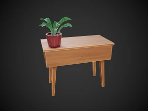 stylized wooden small table 3D Model