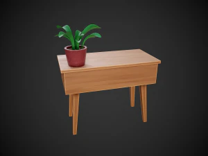 stylized wooden small table 3D Model