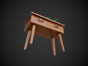 stylized wooden small table 3D Model