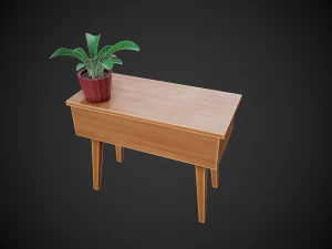 stylized wooden small table 3D Model