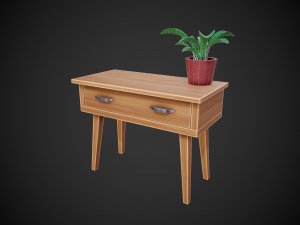 stylized wooden small table 3D मॉडल