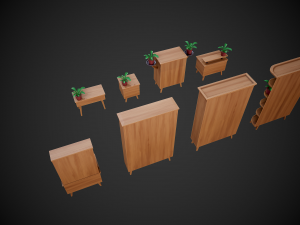 stylized wooden furniture pack 3Dモデル