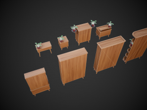 stylized wooden furniture pack 3Dモデル