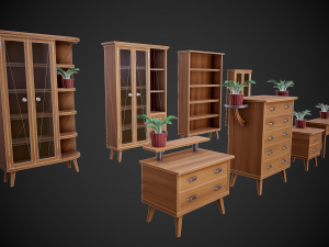 stylized wooden furniture pack 3Dモデル
